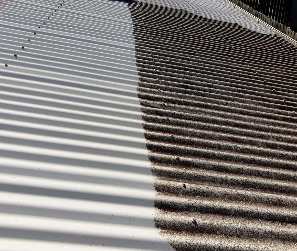 Roof soft wash before and after